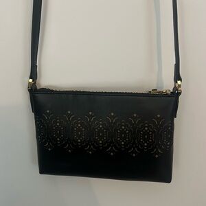 NWOT Lauren Ralph Lauren black laser cut cross body purse!